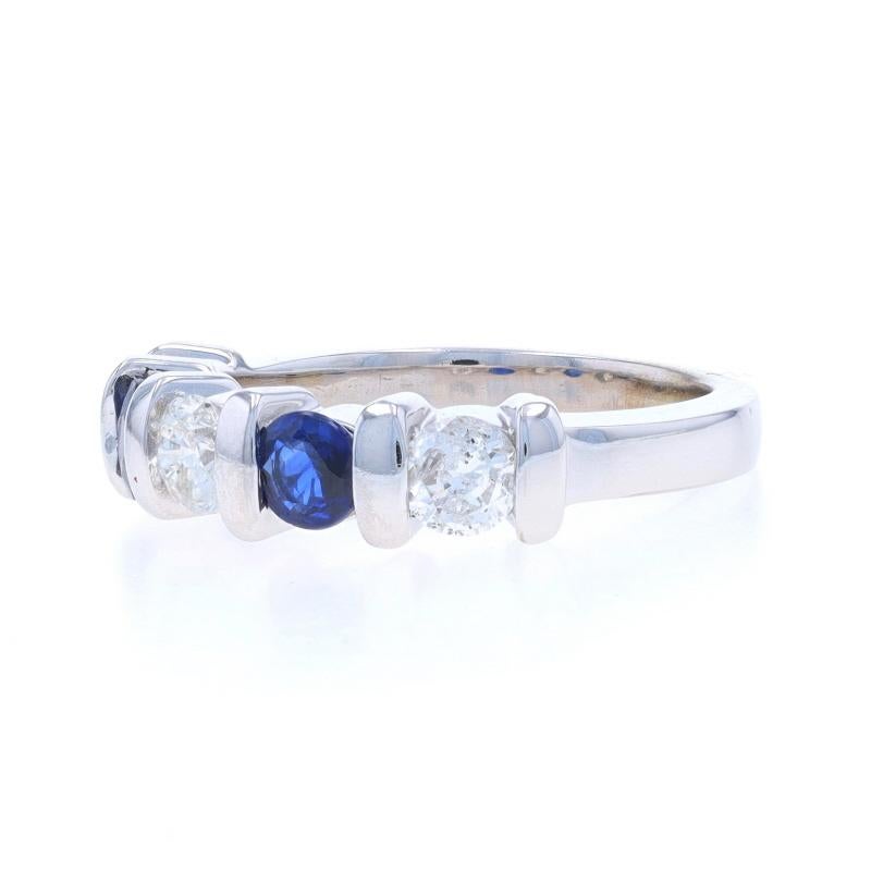 White Gold Sapphire Diamond Band - 14k Round 1.24ctw Stackable Wedding Ring In Excellent Condition For Sale In Greensboro, NC