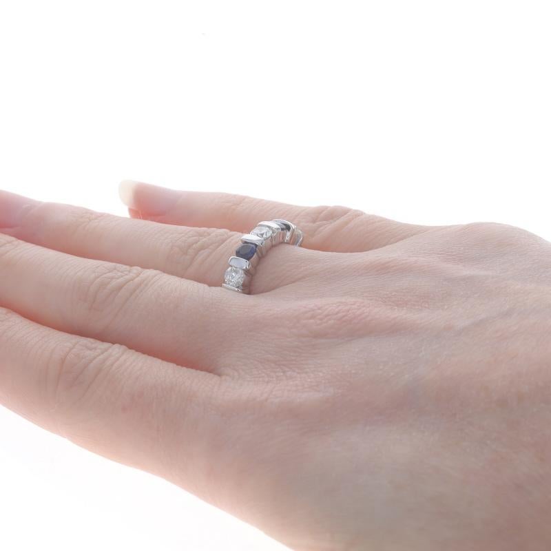 Women's White Gold Sapphire Diamond Band - 14k Round 1.24ctw Stackable Wedding Ring For Sale