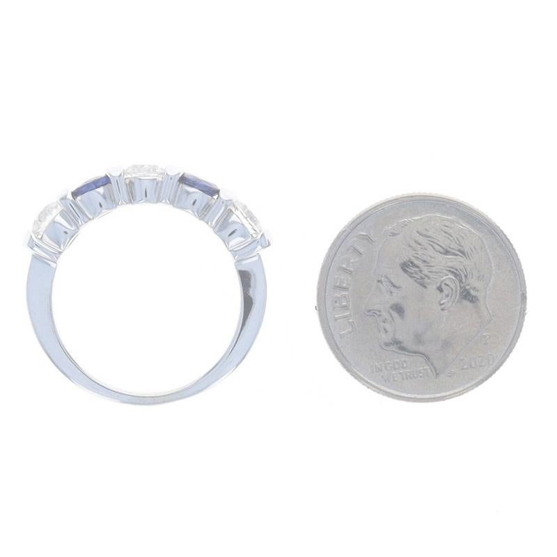 White Gold Sapphire Diamond Band - 14k Round 1.24ctw Stackable Wedding Ring For Sale 1