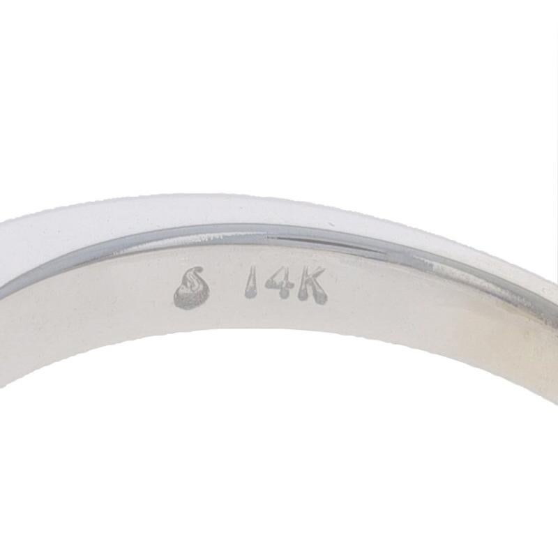 White Gold Sapphire Diamond Band - 14k Round 1.24ctw Stackable Wedding Ring For Sale 2