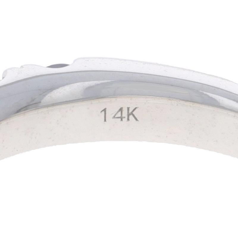 Fascia di diamanti con zaffiro in oro bianco - Anello con incastonatura francese rotonda da 1,28 carati (14k) in vendita 2