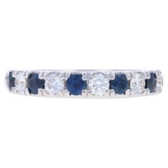 Anillo de oro blanco con diamantes zafiro - Anillo 14k redondo 1,28ctw engastado a la francesa