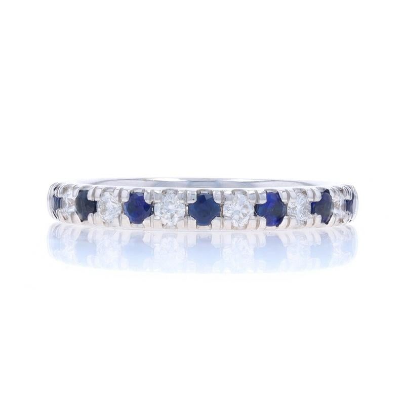 White Gold Sapphire Diamond Band - 14k Round .67ctw French Set Ring