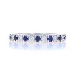 White Gold Sapphire Diamond Band - 14k Round .67ctw French Set Ring
