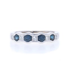 Ring aus Weißgold mit Saphiren und Diamanten - 14k rund .70ctw Ring Gr. 4 1/2
