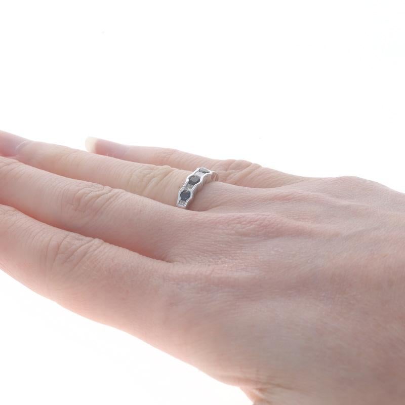 Women's White Gold Sapphire & Diamond Band - 14k Round .70ctw Ring Sz 4 1/2 For Sale
