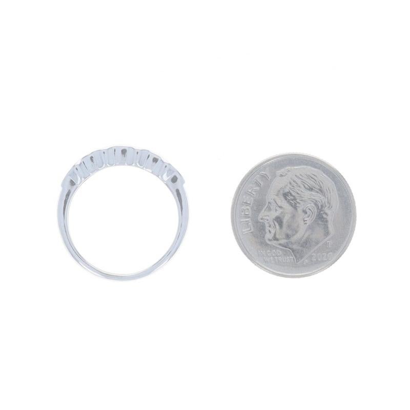 White Gold Sapphire & Diamond Band - 14k Round .70ctw Ring Sz 4 1/2 For Sale 1