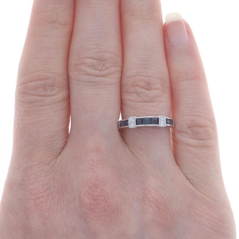 Square Cut White Gold Sapphire & Diamond Band - 14k Square .53ctw Wedding Ring