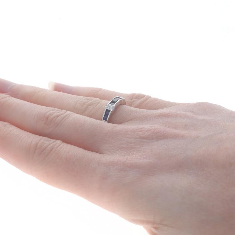 Women's White Gold Sapphire & Diamond Band - 14k Square .53ctw Wedding Ring