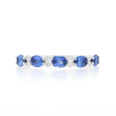 White Gold Sapphire Diamond Band - 18k Oval 1.06ctw Ring
