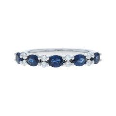 White Gold Sapphire Diamond Band - 18k Oval 2.02ctw Five-Stone Ring
