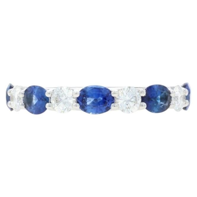 White Gold Sapphire Diamond Band - 18k Oval 2.06ctw Ring For Sale