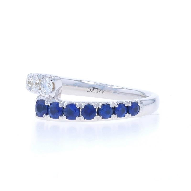 White Gold Sapphire Diamond Bypass Band 14k Round .97ctw Ring In condizioni Nuovo in vendita a Greensboro, NC