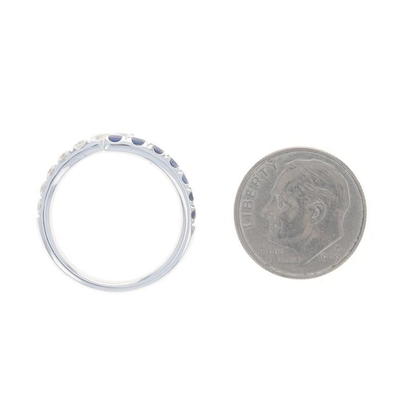 White Gold Sapphire Diamond Bypass Band 14k Round .97ctw Ring in vendita 1