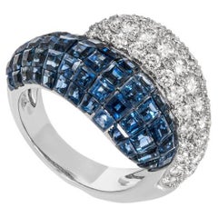 White Gold Sapphire & Diamond Bypass Ring