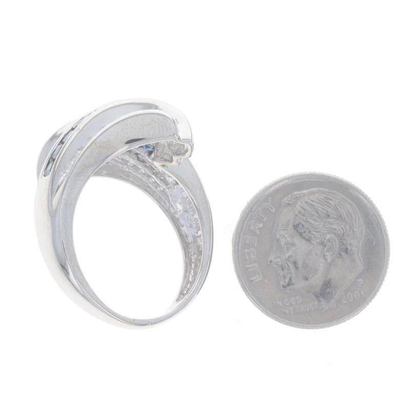 Anello bypass con zaffiro e diamante in oro bianco 14k Square1.62ctw 7 3/4 in vendita 1