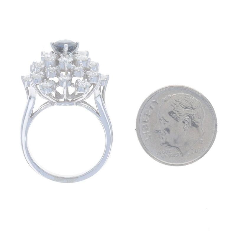 Weißgold Saphir-Diamant-Cluster-Cocktailring - 14k runde 2,56ctw Blume Damen im Angebot