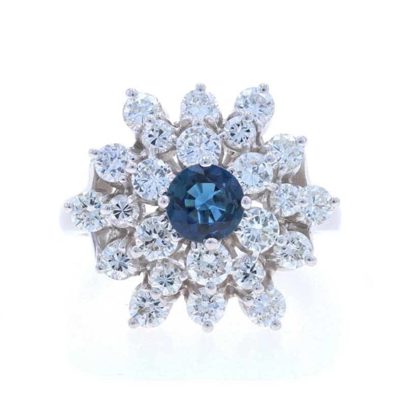 Weißgold Saphir-Diamant-Cluster-Cocktailring - 14k runde 2,56ctw Blume im Angebot 2