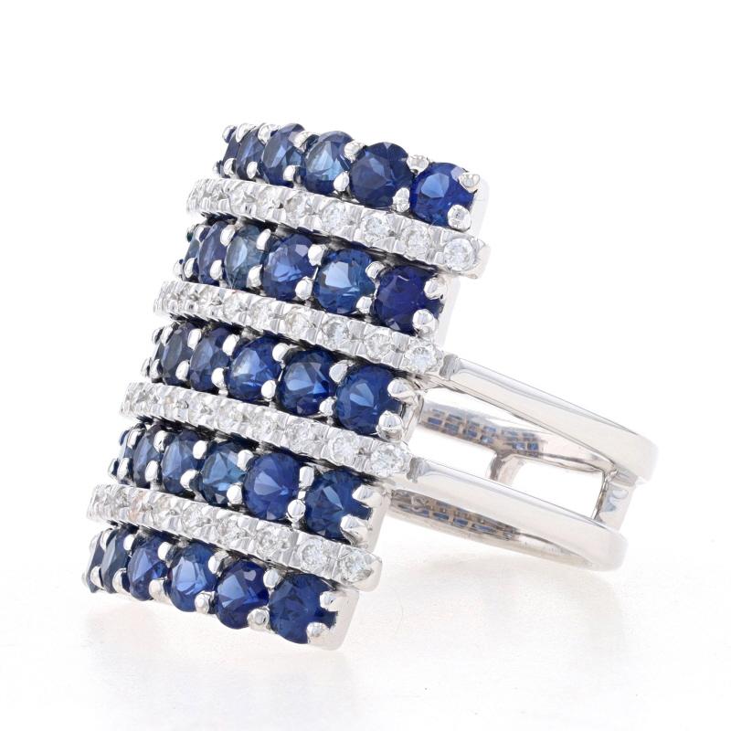 Round Cut White Gold Sapphire & Diamond Cluster Cocktail Ring - 18k Round 3.77ctw For Sale