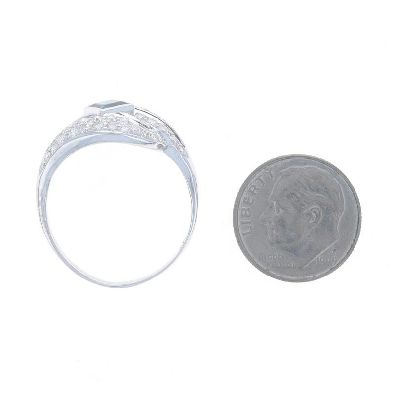 Weißgold Saphir-Diamant-Cluster-Cocktailring 18k Quadratisch 1,10ctw im Angebot 1