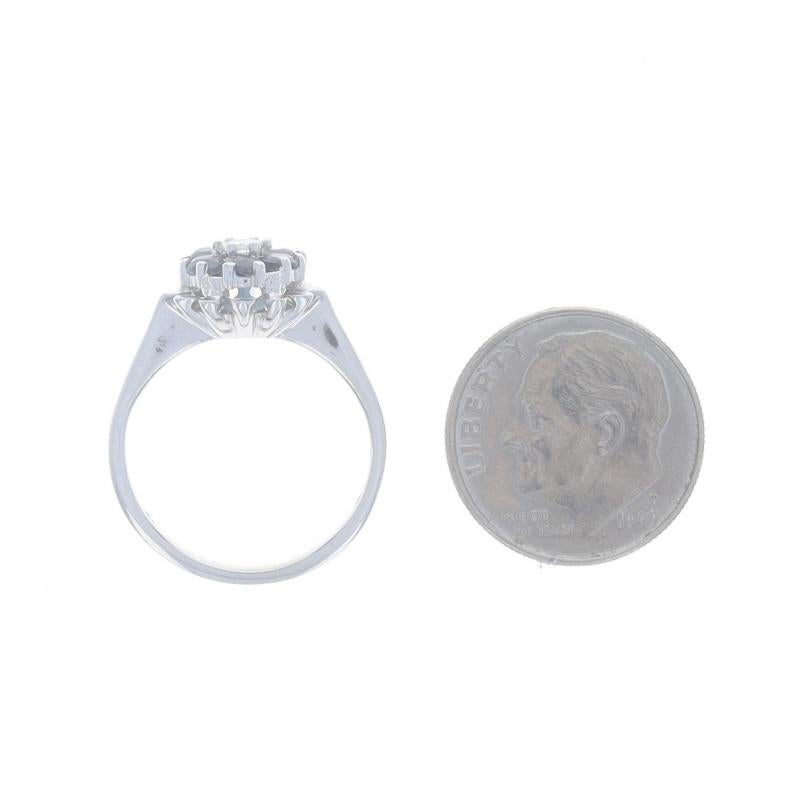 White Gold Sapphire & Diamond Cluster Halo Ring -18k Round .75ctw Flower Blossom For Sale 1