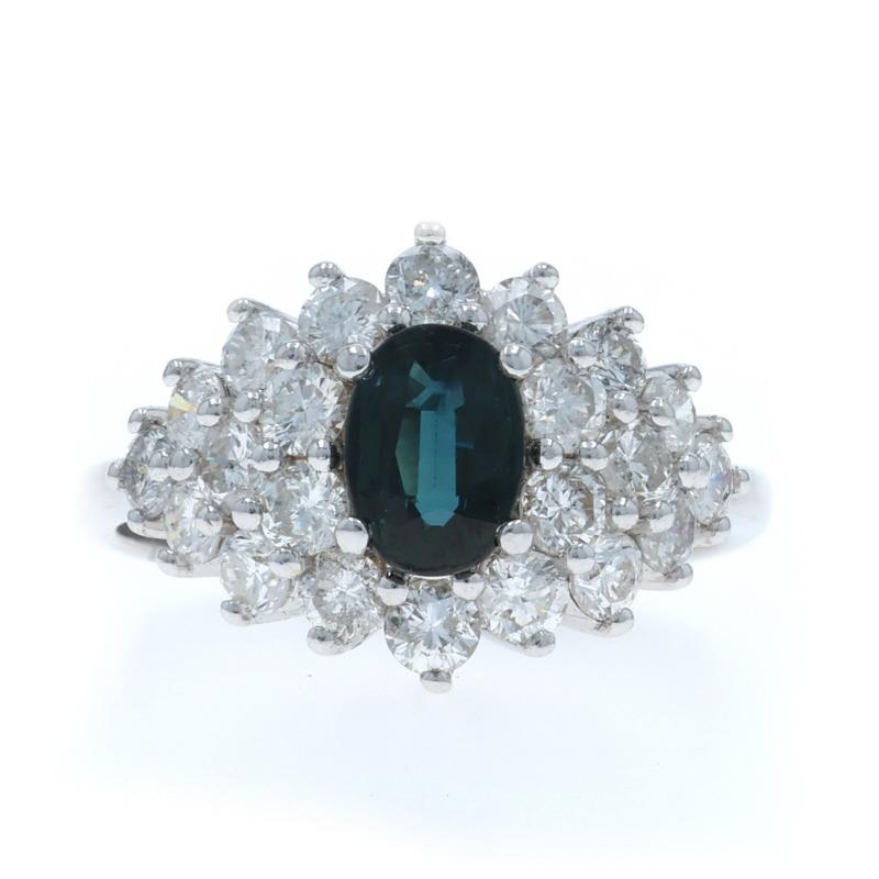 Anello a grappolo con zaffiro e diamante in oro bianco 14k Oval 2.06ctw in vendita