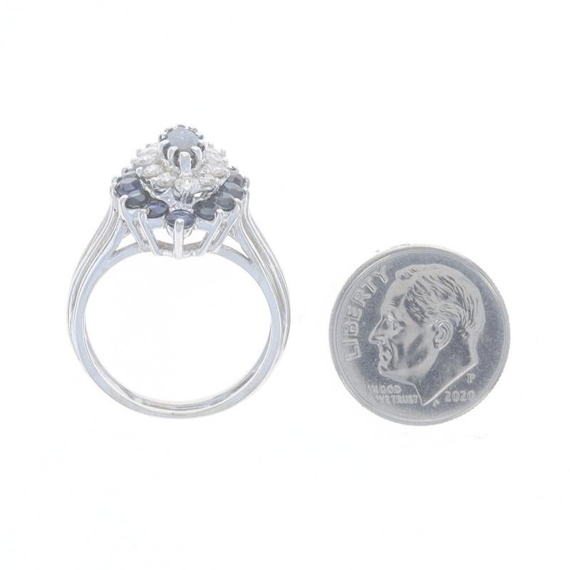 Weißgold Saphir-Diamant-Doppel Halo-Ring - 14k Marquise 3,17ctw Cluster im Angebot 1