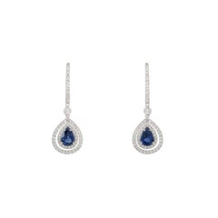 White Gold Sapphire and Diamond Drop Earrings