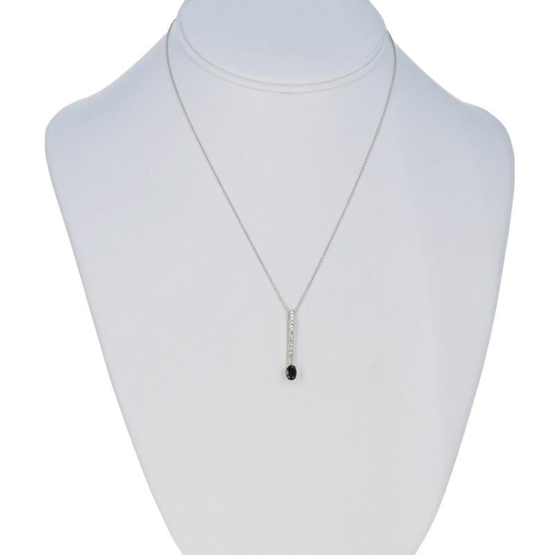 Oval Cut White Gold Sapphire Diamond Drop Pendant Necklace 15 3/4