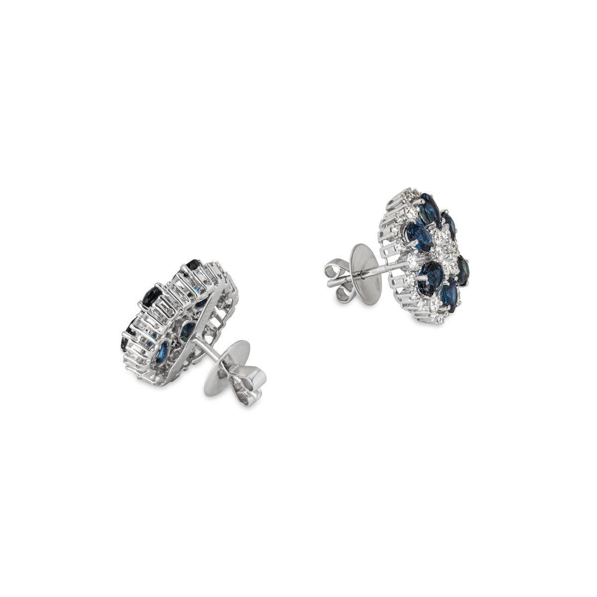 White Gold Sapphire & Diamond Earrings In New Condition For Sale In London, GB