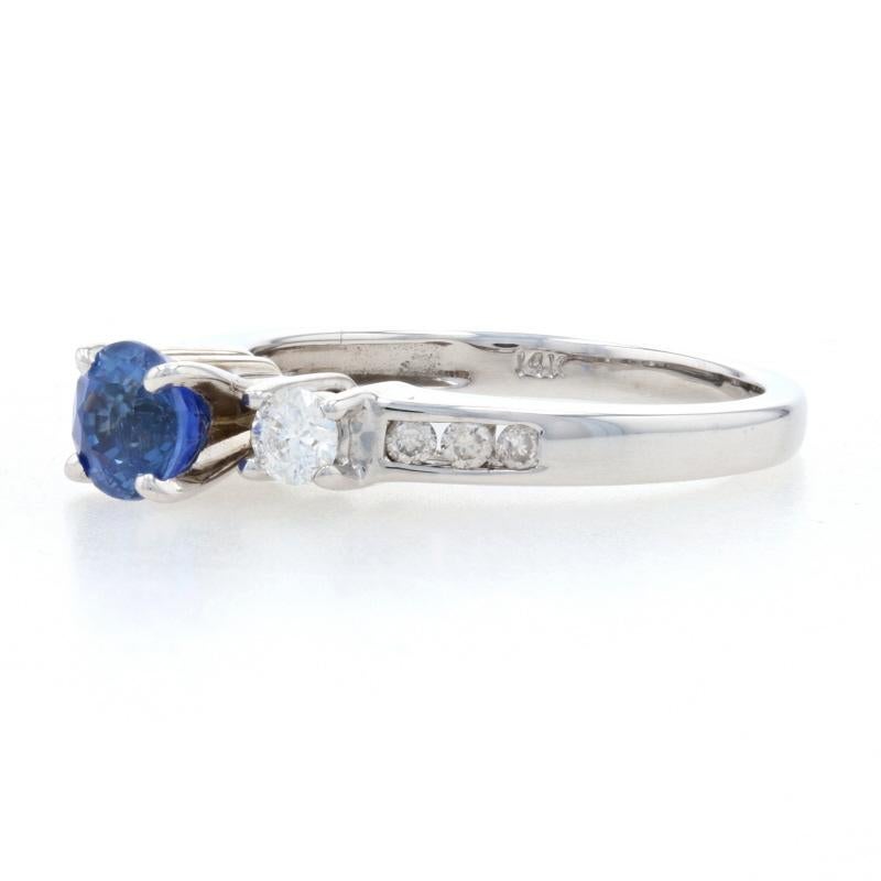 For Sale:  White Gold Sapphire & Diamond Engagement Ring, 14k Round Cut 1.03ctw 3
