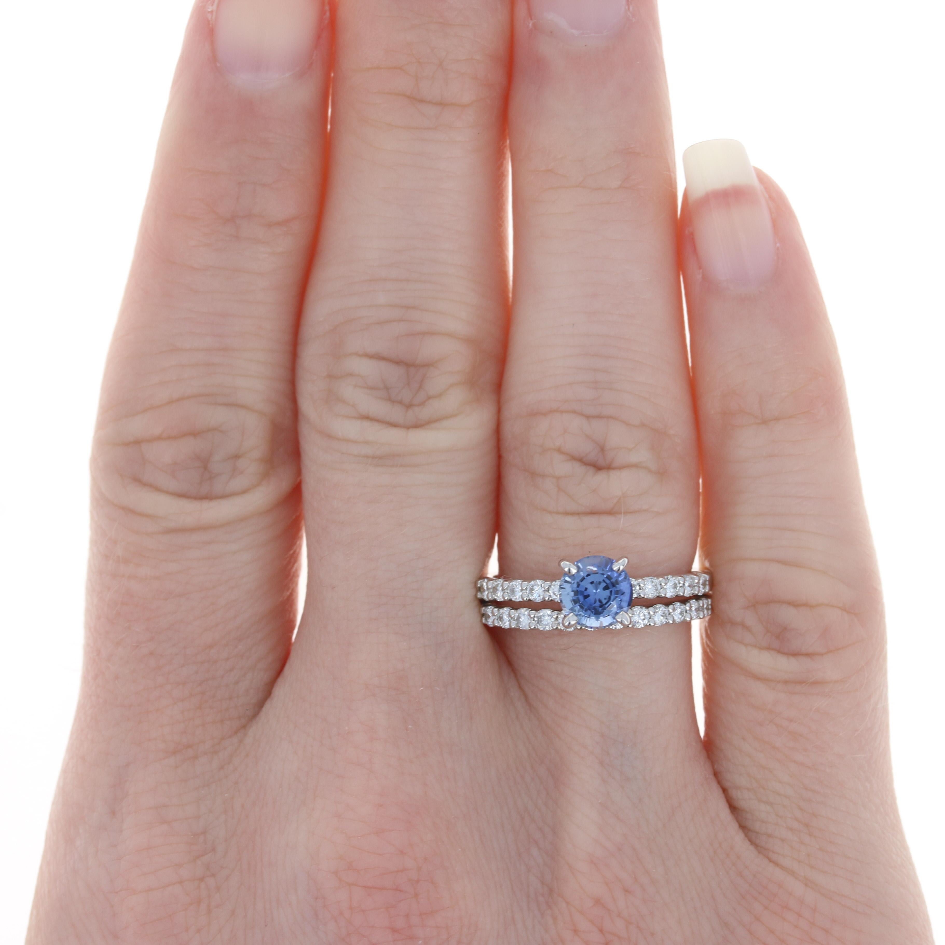 Verlobungsring & Ehering aus Weißgold mit Saphiren & Diamanten, 18k rund 1,76ctw (Rundschliff)