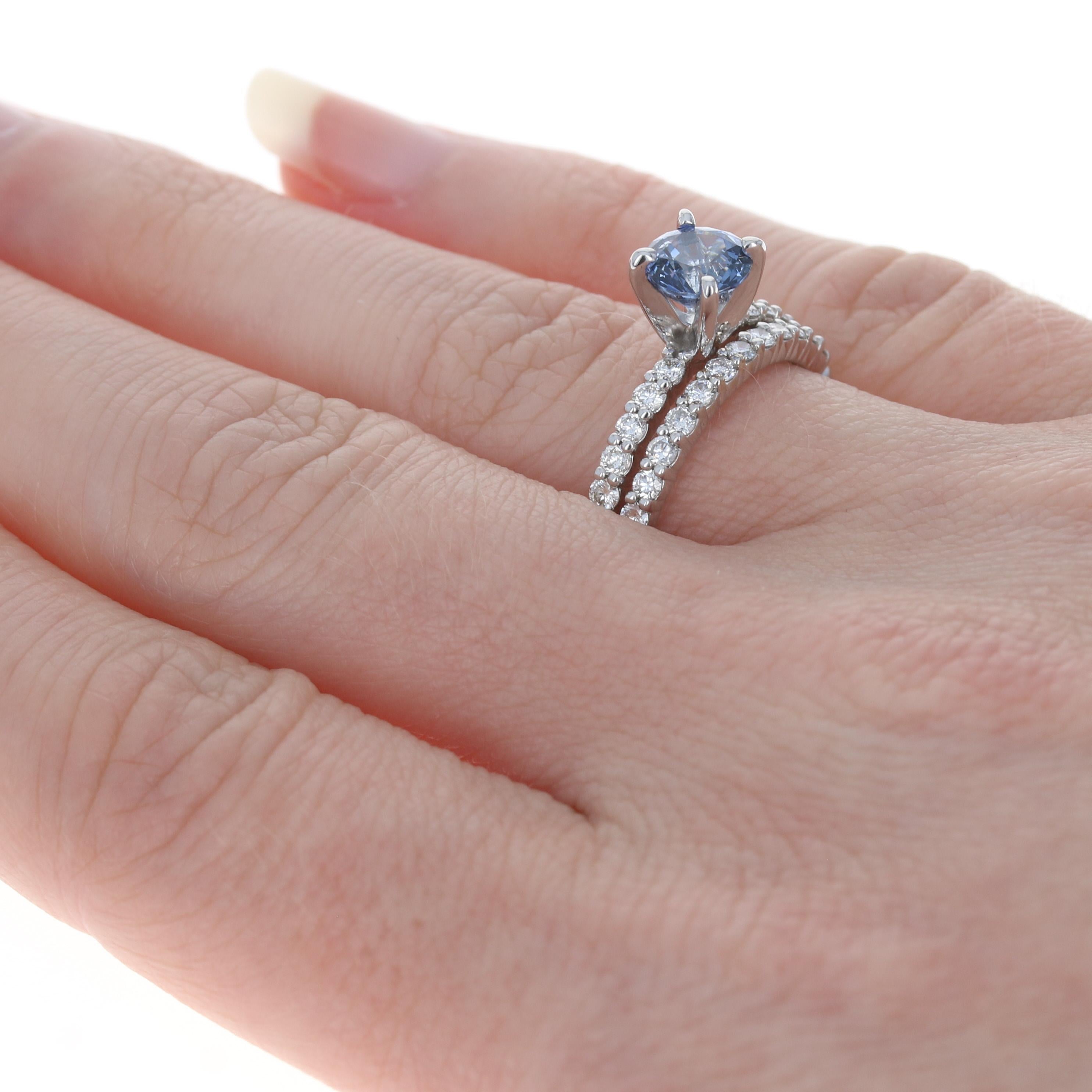 Verlobungsring & Ehering aus Weißgold mit Saphiren & Diamanten, 18k rund 1,76ctw Damen