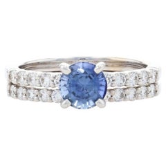 Verlobungsring & Ehering aus Weißgold mit Saphiren & Diamanten, 18k rund 1,76ctw