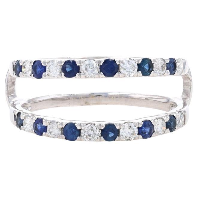 White Gold Sapphire & Diamond Enhancer Wedding Band 14k 1.44ctw Wrap Jacket Ring For Sale