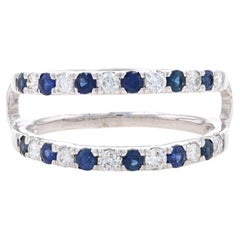 White Gold Sapphire & Diamond Enhancer Wedding Band 14k 1.44ctw Wrap Jacket Ring