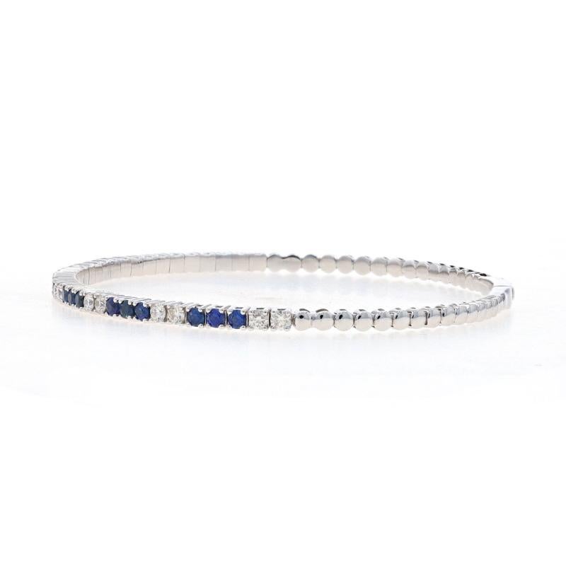 White Gold Sapphire & Diamond Flex Bangle Bracelet 6 1/2