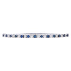 White Gold Sapphire Diamond Flex Bangle Bracelet 7" 14k Round 2.87ctw