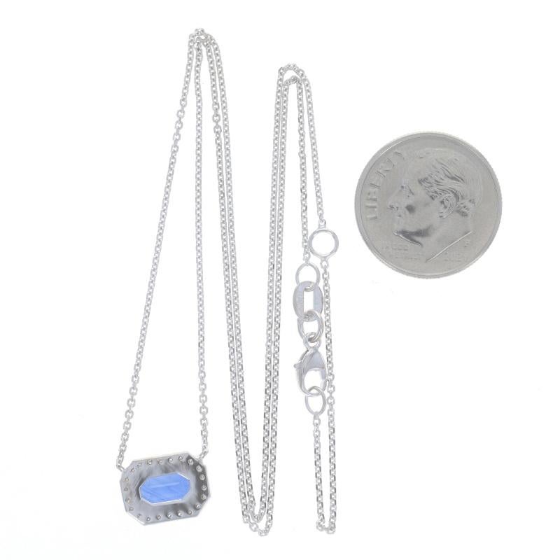 Women's White Gold Sapphire & Diamond Halo Necklace - 14k Emerald 1.34ctw GIA Adjustable For Sale