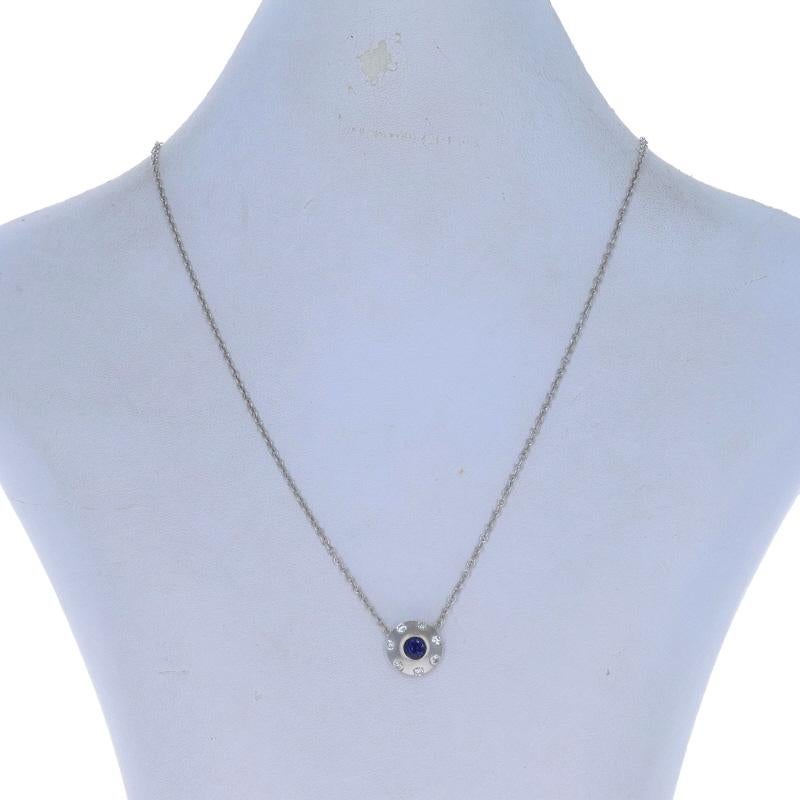 Taglio rotondo Collana con zaffiro e diamante a raggiera in oro bianco da 16 1/4