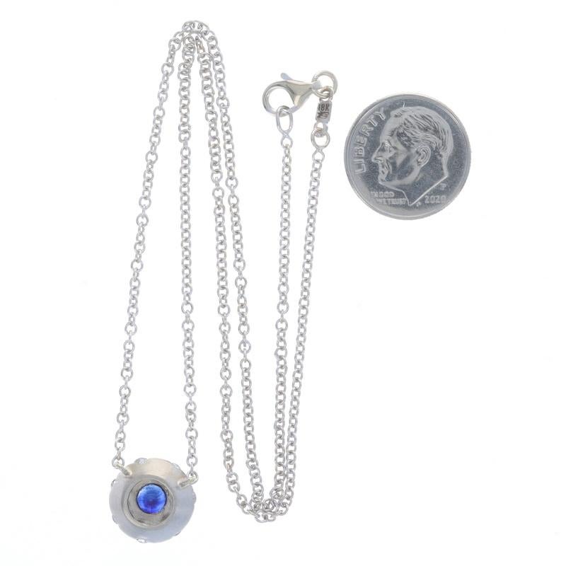 Collana con zaffiro e diamante a raggiera in oro bianco da 16 1/4