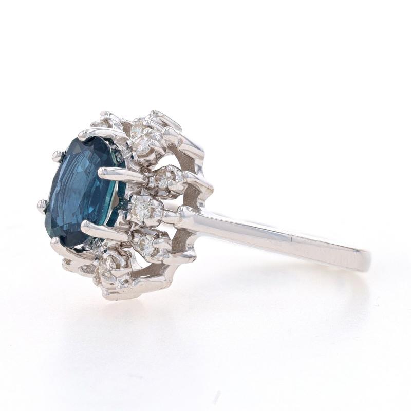 Oval Cut White Gold Sapphire & Diamond Halo Ring - 14k Oval 1.74ctw Flower For Sale