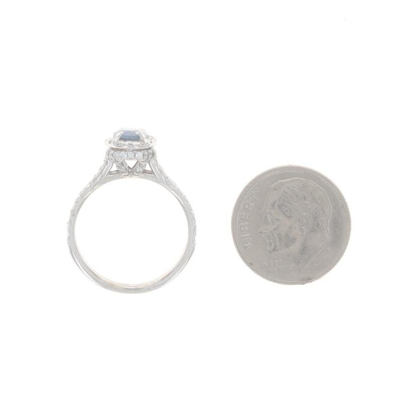 Women's White Gold Sapphire Diamond Halo Ring - 18k Oval 1.74ctw For Sale