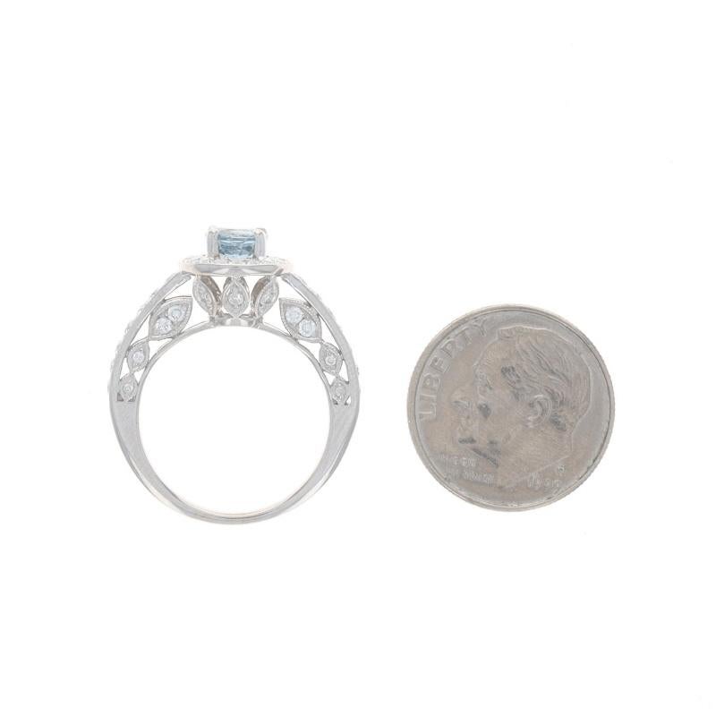 Anello aureola con zaffiro e diamante in oro bianco - 18 carati, fidanzamento rotondo con grana da 1,53 ct. in vendita 1