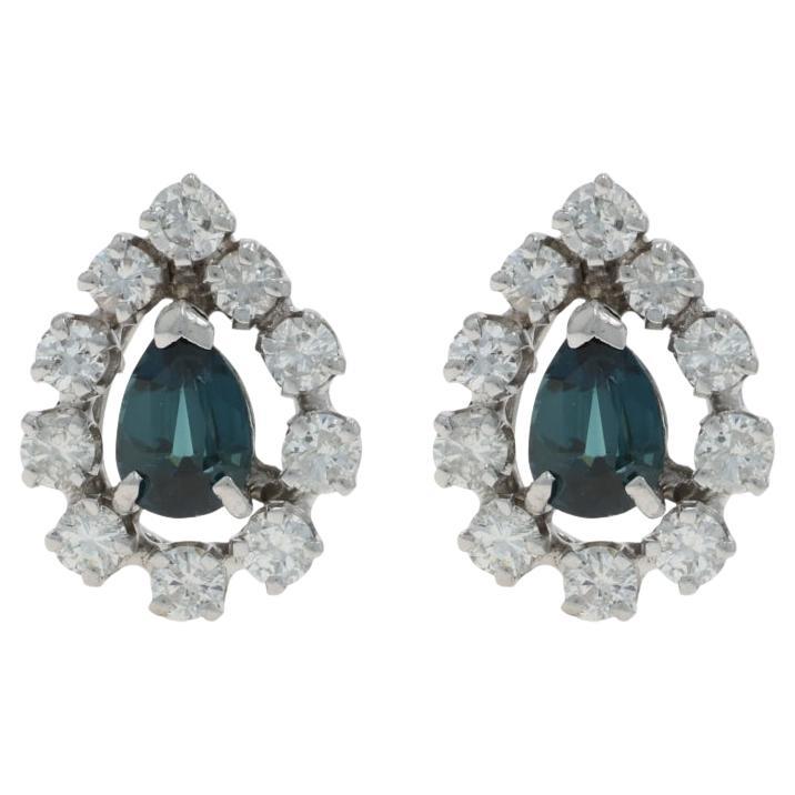 Orecchini a perno in oro bianco con zaffiro e diamante - 14k Pear 3.00ctw Teardrop