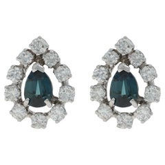 Orecchini a perno in oro bianco con zaffiro e diamante - 14k Pear 3.00ctw Teardrop