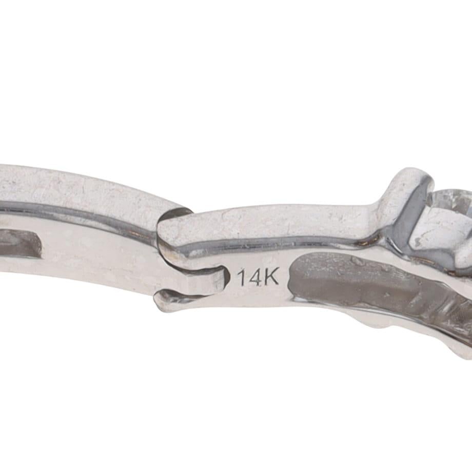 Boucles d'oreilles or blanc saphir diamant - 14k rond 1.36ctw Pierced en vente 1