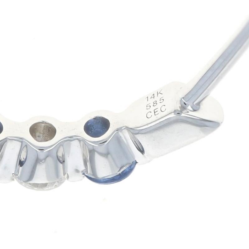 White Gold Sapphire & Diamond Inside-Out Hoop Earrings - 14k Round Cut 1.25ctw For Sale 2