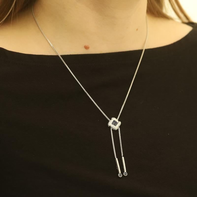 Women's White Gold Sapphire & Diamond Lariat Necklace 18