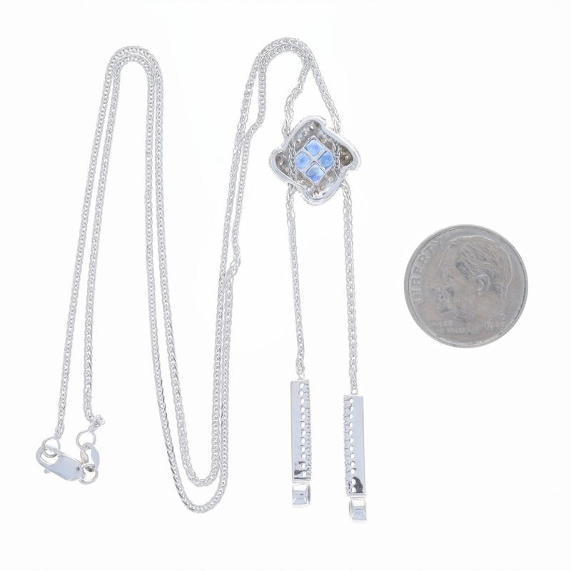 White Gold Sapphire & Diamond Lariat Necklace 18
